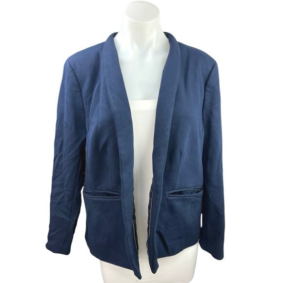J.Crew Going Out Blue Open Front Stretch Career Office Blazer Coat Jacket Top 18 - Picture 1 of 4